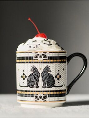 Anthropologie The Bistro Tile Stoneware Mug